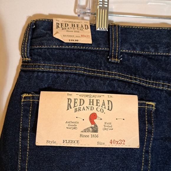 Red Head Brand Co. Fleece Lined Blue Jeans Mens Size 40x32 - NEW - Picture 4 of 15